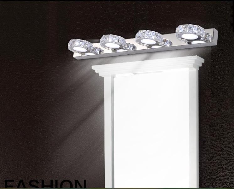 modern 12w 63cm long led wall light in bathroom round crystal sconce lamps surface 4-lights waterproof ic driver ac 110v~220v