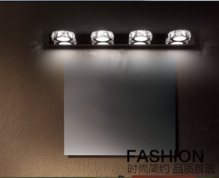 modern 12w 63cm long led wall light in bathroom round crystal sconce lamps surface 4-lights waterproof ic driver ac 110v~220v