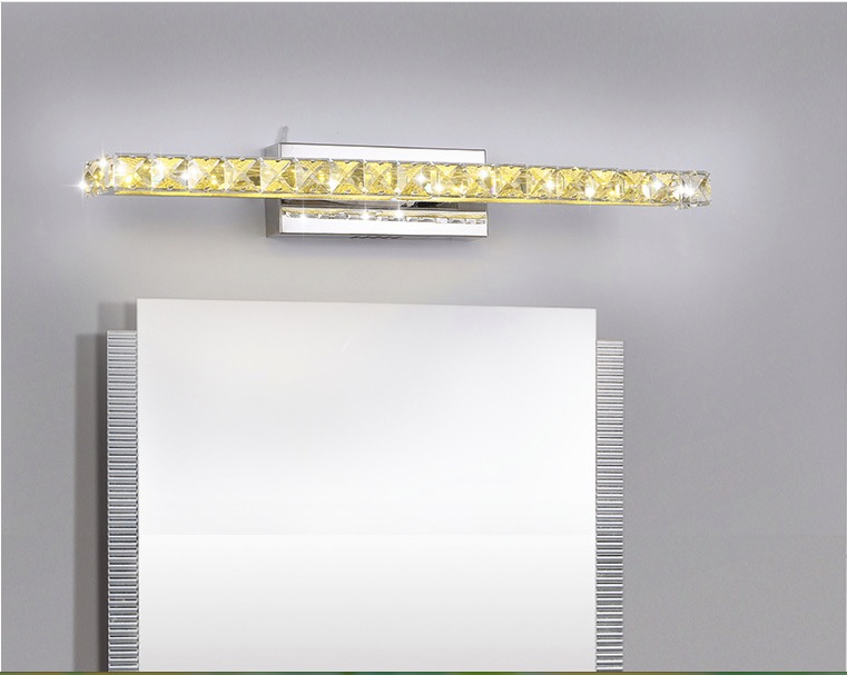 modern 15w 55cm long led wall light in bathroom square crystal sconce lamps surface 5-lights waterproof ic driver ac 110v~220v