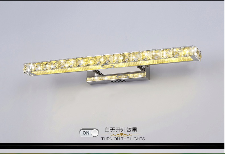 modern 15w 55cm long led wall light in bathroom square crystal sconce lamps surface 5-lights waterproof ic driver ac 110v~220v