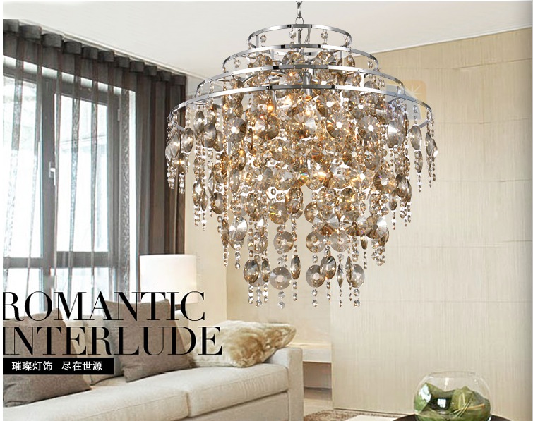 modern champagne crystal pendant lamp ceiling lamp chandelier dining room lighting d500mm ac guaranteed