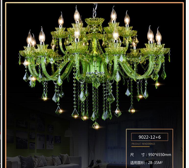 modern chandelier green crystal chandelier lighting e14 ac 90-260v shadeless lustre led lamp lampadario luminaria