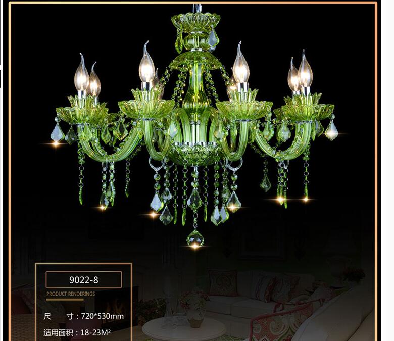 modern chandelier green crystal chandelier lighting e14 ac 90-260v shadeless lustre led lamp lampadario luminaria