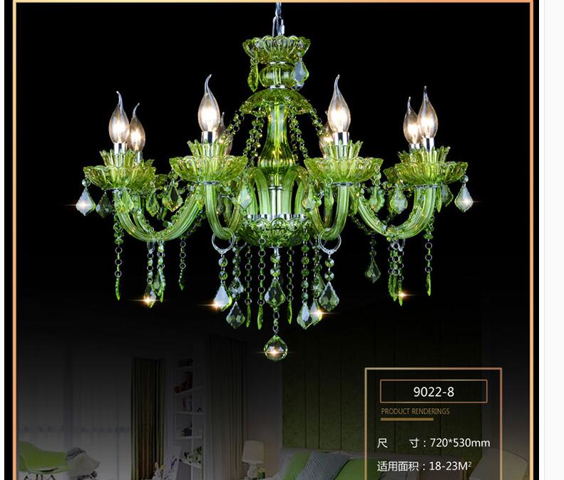 modern chandelier green crystal chandelier lighting e14 ac 90-260v shadeless lustre led lamp lampadario luminaria