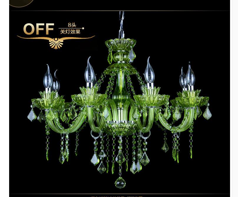 modern chandelier green crystal chandelier lighting e14 ac 90-260v shadeless lustre led lamp lampadario luminaria