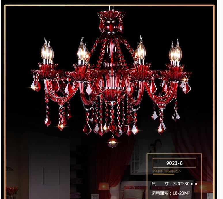 modern chandelier red crystal chandelier lighting e14 ac 90-260v shadeless lustre led lamp lampadario luminaria