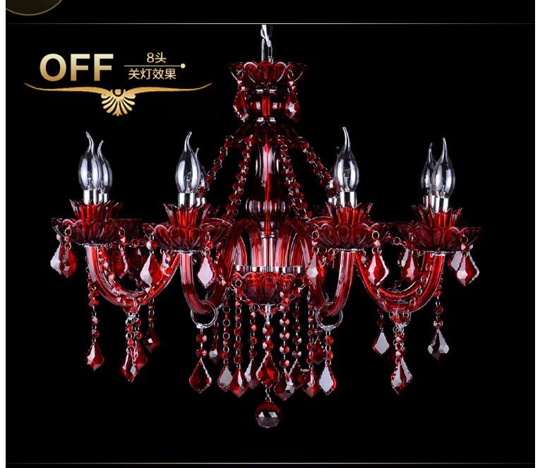 modern chandelier red crystal chandelier lighting e14 ac 90-260v shadeless lustre led lamp lampadario luminaria