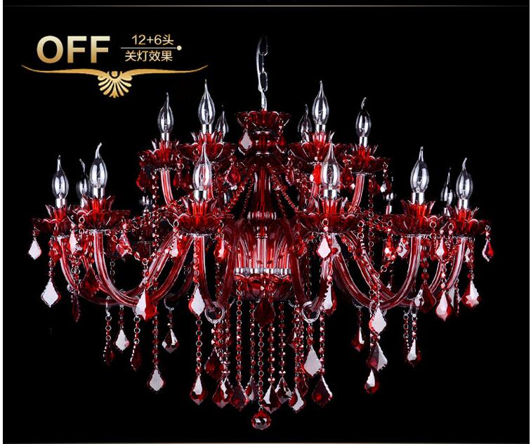 modern chandelier red crystal chandelier lighting e14 ac 90-260v shadeless lustre led lamp lampadario luminaria