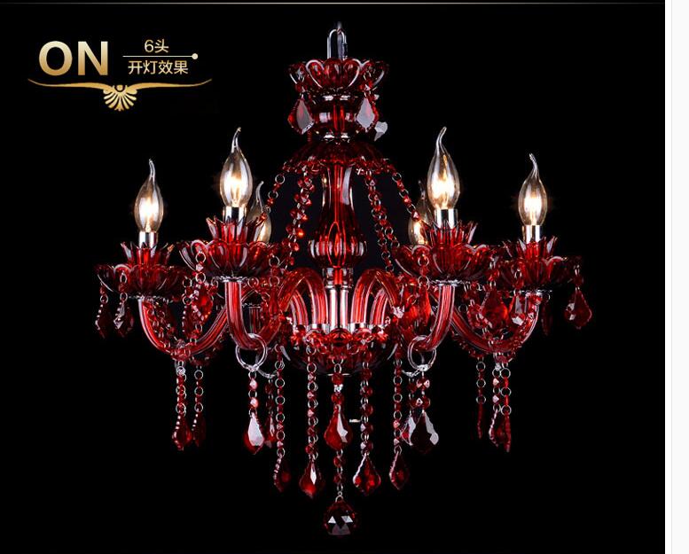 modern chandelier red crystal chandelier lighting e14 ac 90-260v shadeless lustre led lamp lampadario luminaria