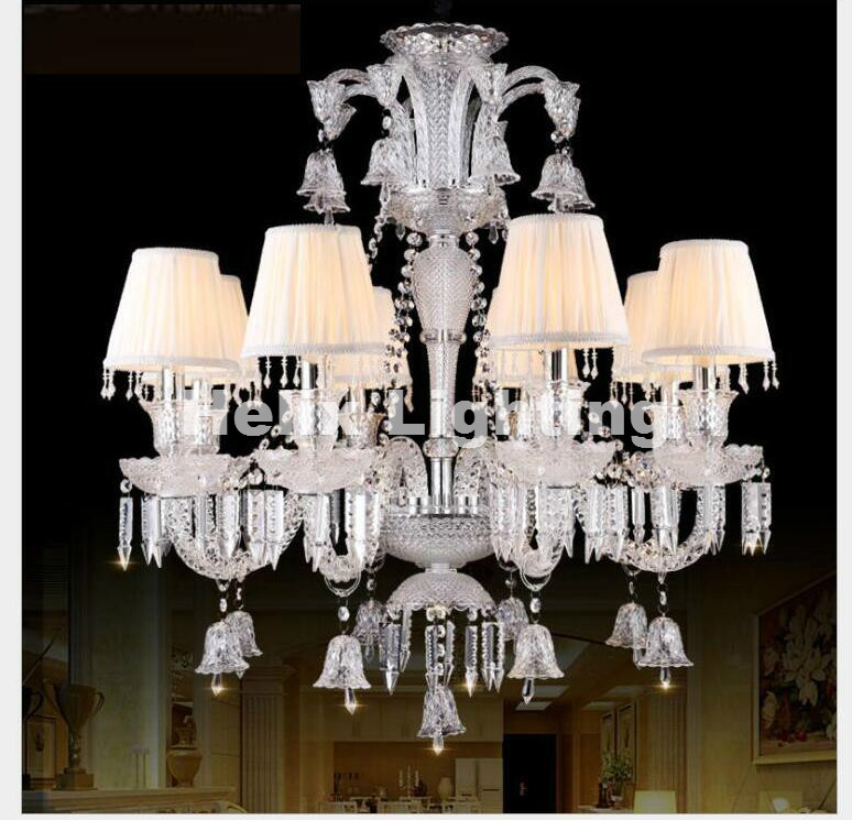 modern clear luxurious k9 clear crystal chandelier 6/8/10arms k9 class a k9 crystal chandeliers ac e14 with shades