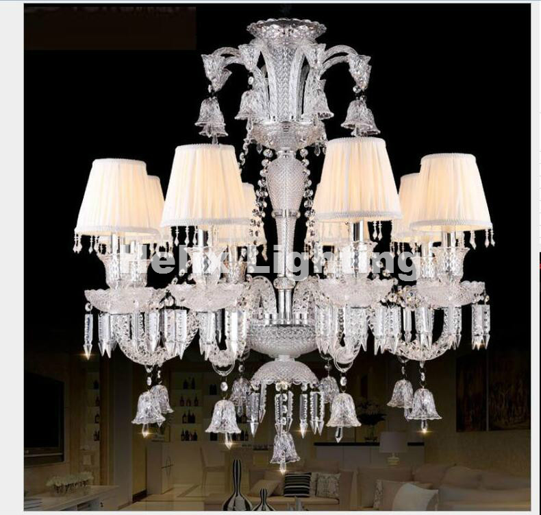 modern clear luxurious k9 clear crystal chandelier 6/8/10arms k9 class a k9 crystal chandeliers ac e14 with shades