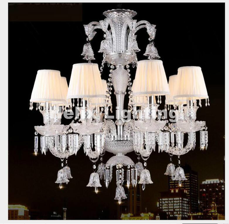 modern clear luxurious k9 clear crystal chandelier 6/8/10arms k9 class a k9 crystal chandeliers ac e14 with shades