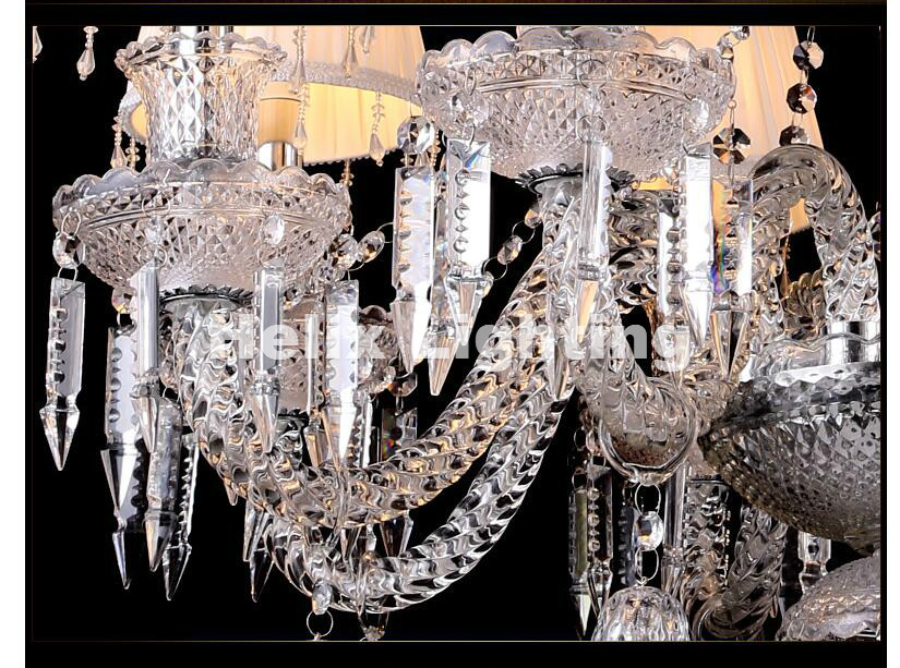 modern clear luxurious k9 clear crystal chandelier 6/8/10arms k9 class a k9 crystal chandeliers ac e14 with shades