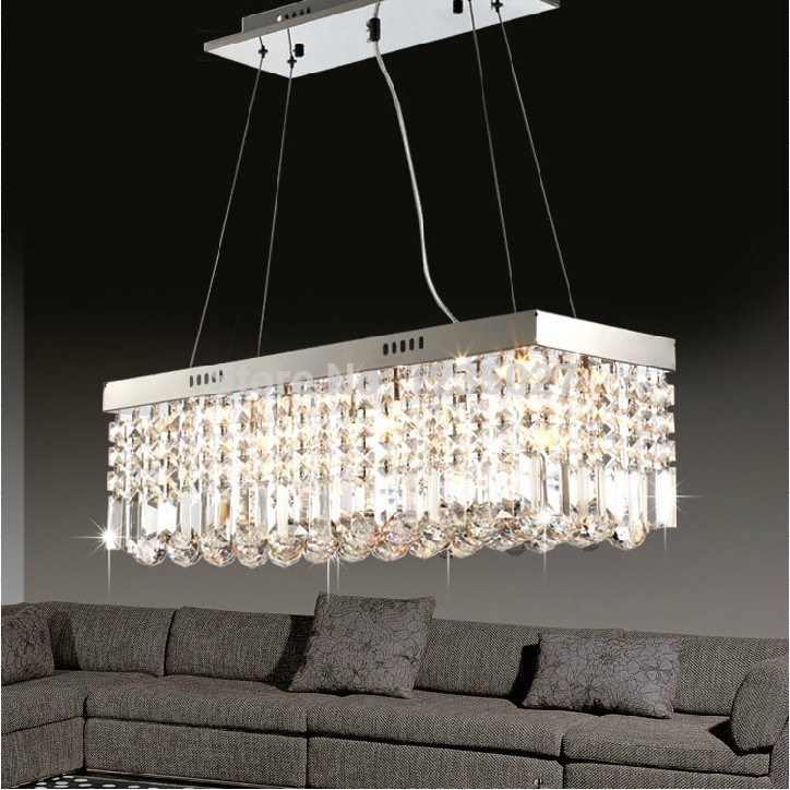 modern crystal ceiling light fixture rectangle curtain crystal lamp for dining room, l650*w250*h600mm