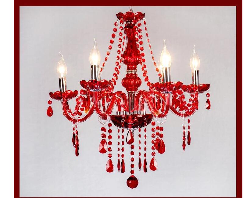 modern crystal chandelier lighting luxury red glass chandeliers lamp suspended light lustres de cristal lamp