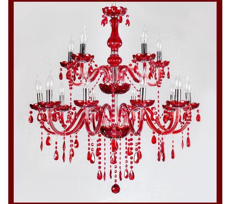 modern crystal chandelier lighting luxury red glass chandeliers lamp suspended light lustres de cristal lamp