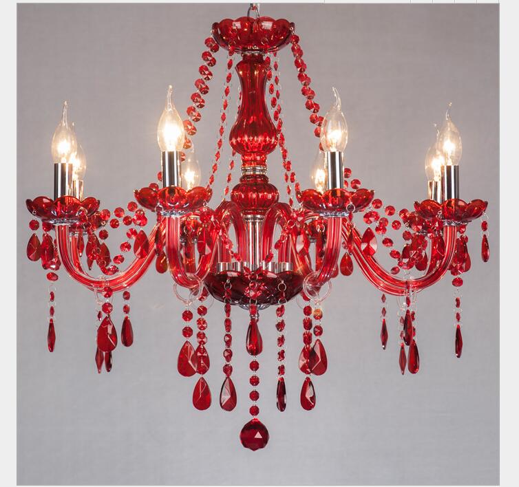 modern crystal chandelier lighting luxury red glass chandeliers lamp suspended light lustres de cristal lamp