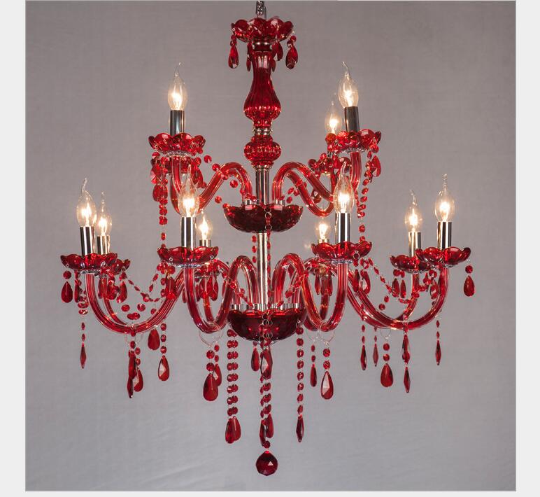 modern crystal chandelier lighting luxury red glass chandeliers lamp suspended light lustres de cristal lamp