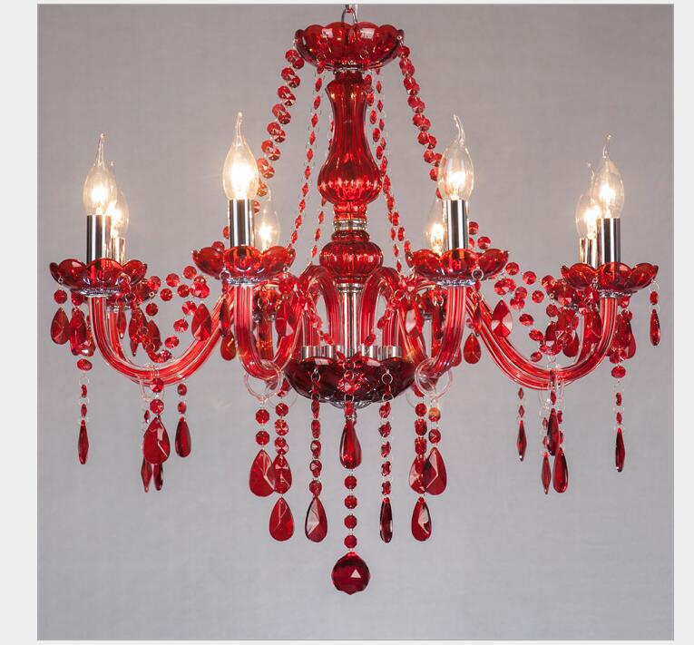 modern crystal chandelier lighting luxury red glass chandeliers lamp suspended light lustres de cristal lamp