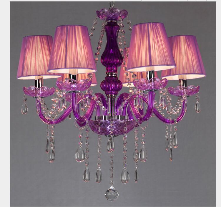 modern crystal chandelier lighting purple clear glass chandeliers lamp suspended light lustres de cristal lamp