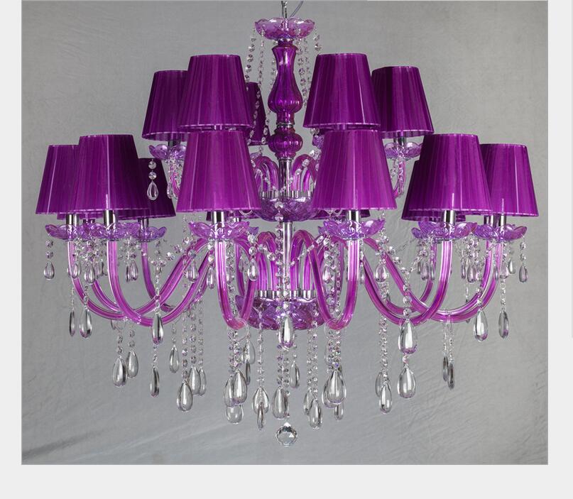 modern crystal chandelier lighting purple clear glass chandeliers lamp suspended light lustres de cristal lamp