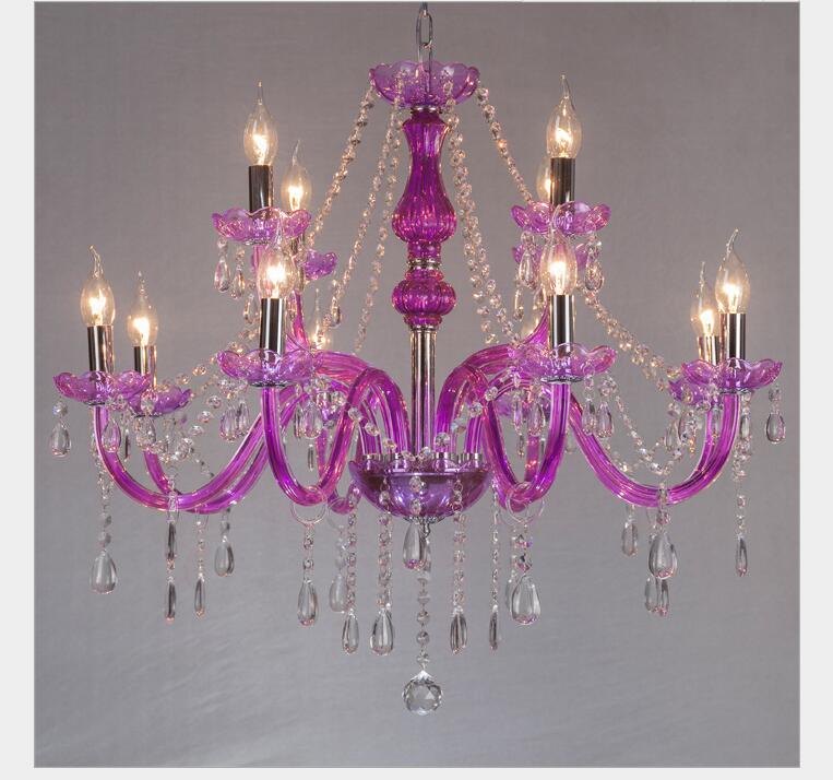 modern crystal chandelier lighting purple clear glass chandeliers lamp suspended light lustres de cristal lamp