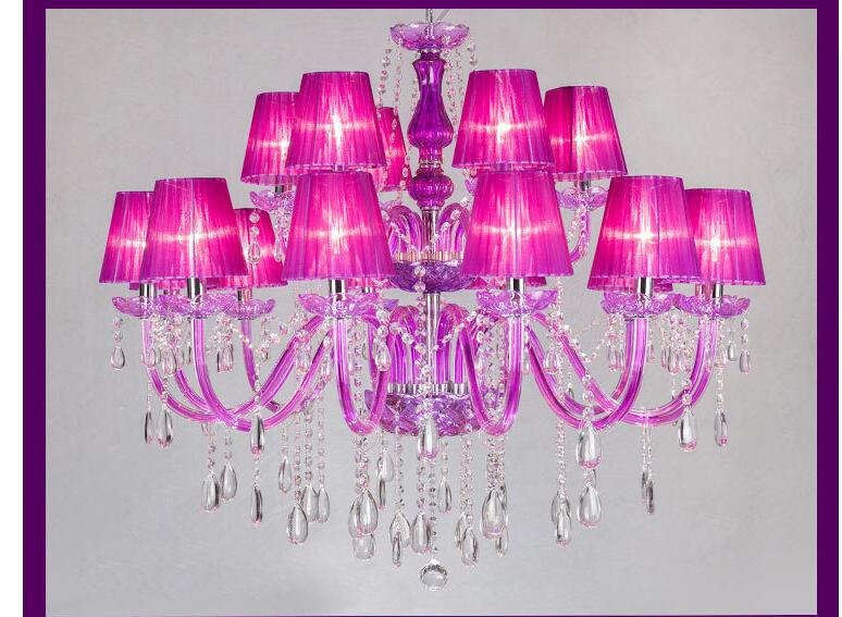 modern crystal chandelier lighting purple clear glass chandeliers lamp suspended light lustres de cristal lamp