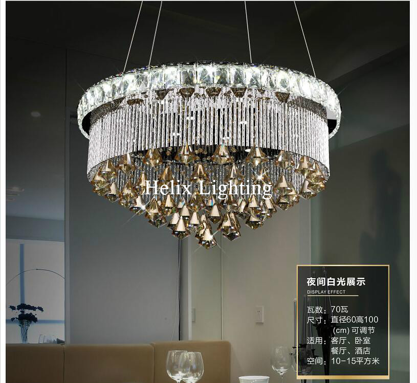 modern d60cm led luxury newly european top k9 champagne crystal pendant light el hall living room dining room ac 110-240v