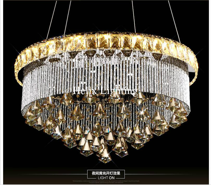 modern d60cm led luxury newly european top k9 champagne crystal pendant light el hall living room dining room ac 110-240v