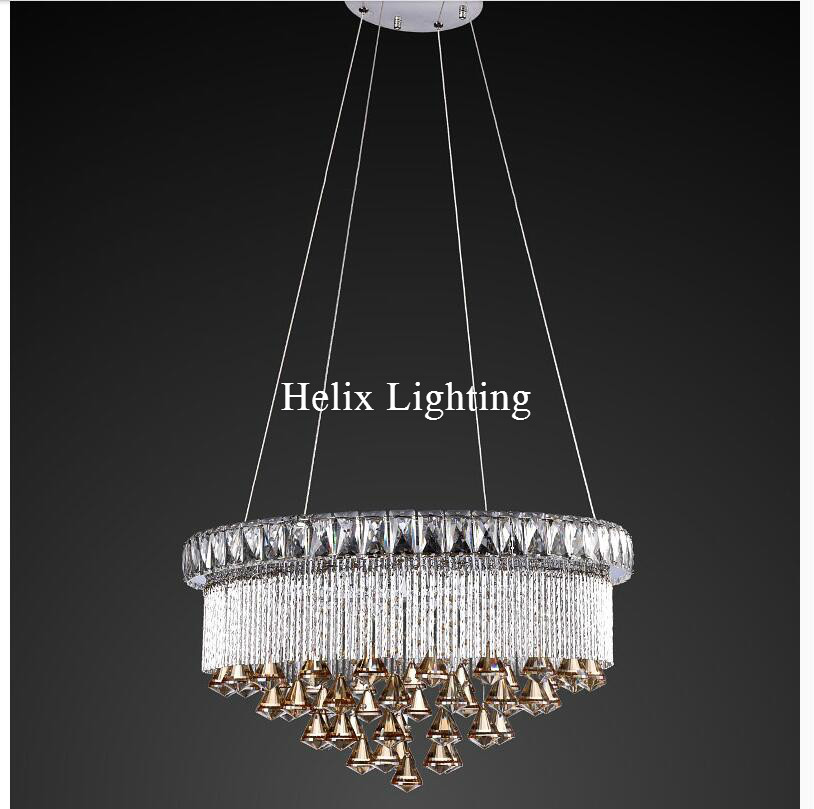 modern d60cm led luxury newly european top k9 champagne crystal pendant light el hall living room dining room ac 110-240v