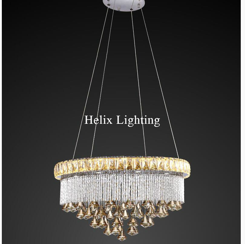 modern d60cm led luxury newly european top k9 champagne crystal pendant light el hall living room dining room ac 110-240v