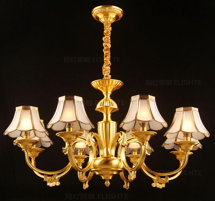 modern d900mm h400mm 8l brass pendant lamp, antique brass chandelier vintage total copper glass ac guaranteed