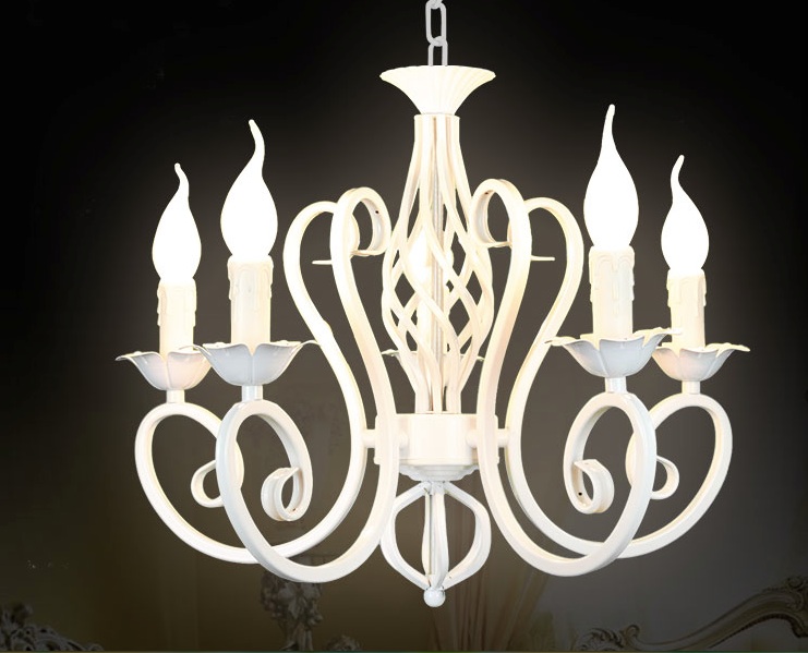 modern iron 5arms art chandeliers metal painting white lamp body optional lustres home decoration chandeliers fast