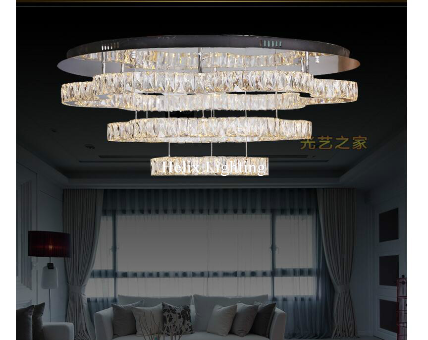 modern led crystal ceiling light fixture ac ring k9 crystal flush mounted lighting clear crystal led lighting home decoration