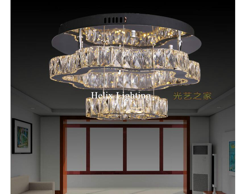 modern led crystal ceiling light fixture ac ring k9 crystal flush mounted lighting clear crystal led lighting home decoration