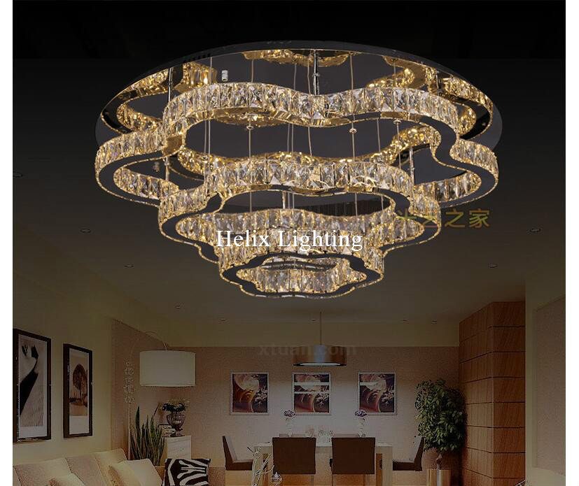 modern led crystal ceiling light fixture ac ring k9 crystal flush mounted lighting clear crystal led lighting home decoration