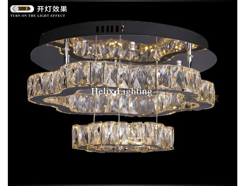 modern led crystal ceiling light fixture ac ring k9 crystal flush mounted lighting clear crystal led lighting home decoration