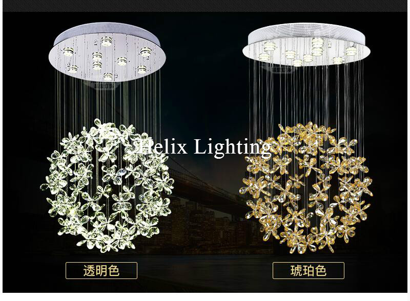 modern pendant flowal lights superdense k9 ac crystal lamp clear champagne crystal ceiling lamp living room lamp