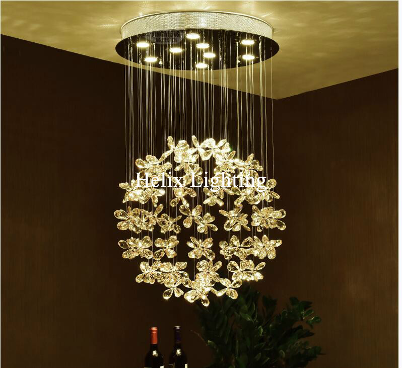 modern pendant flowal lights superdense k9 ac crystal lamp clear champagne crystal ceiling lamp living room lamp