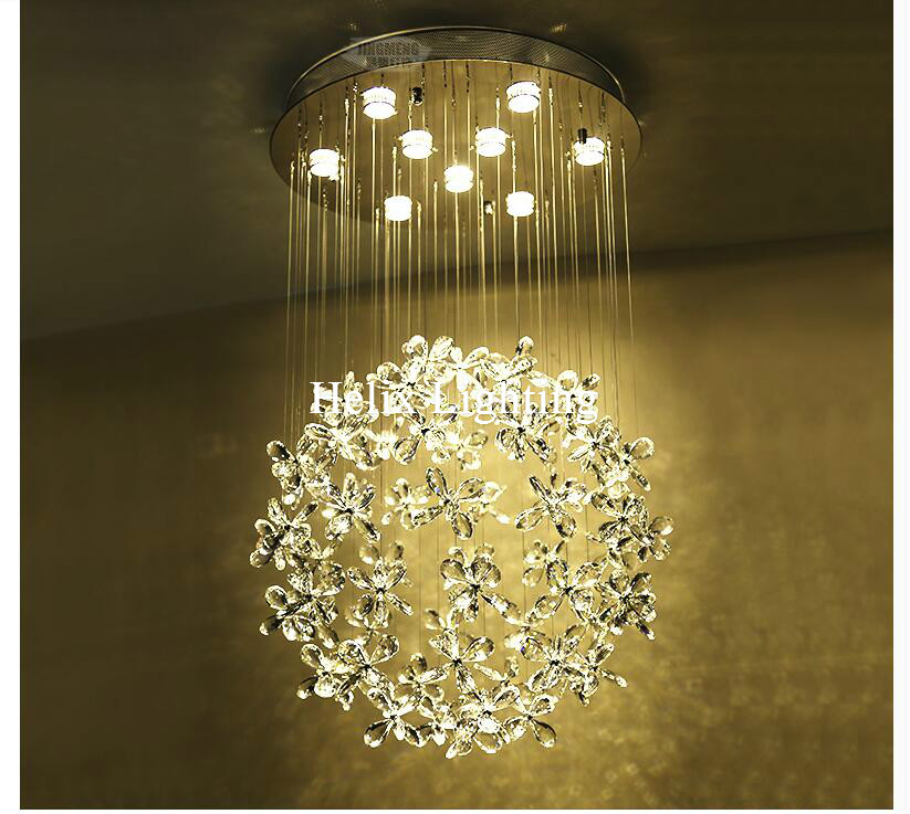 modern pendant flowal lights superdense k9 ac crystal lamp clear champagne crystal ceiling lamp living room lamp