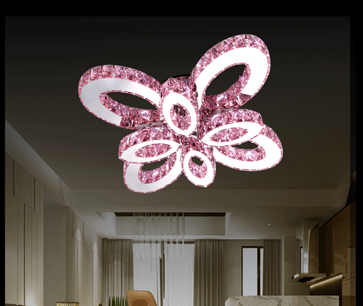 modern stainless steel crystal ceiling lights butterfly shape ceiling lamps led crystal ceiling lamp 3sizes