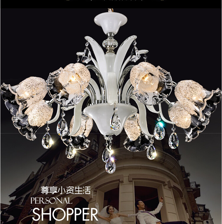 modern white 6l8lcrystal candle chandelier cream lustres light fixture for dinning room bedroom foyer wedding deco lamp lighting