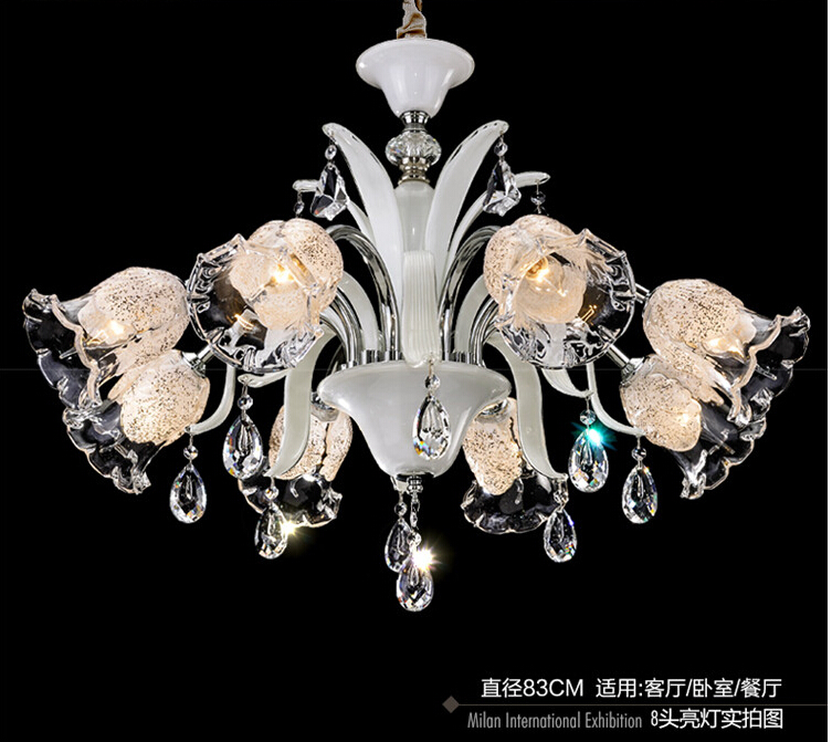 modern white 6l8lcrystal candle chandelier cream lustres light fixture for dinning room bedroom foyer wedding deco lamp lighting