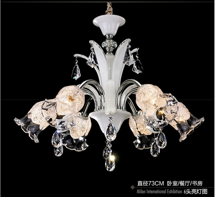 modern white 6l8lcrystal candle chandelier cream lustres light fixture for dinning room bedroom foyer wedding deco lamp lighting