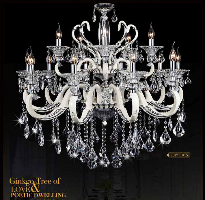 modern white chandelier crystal chandeliers alloy chandelier for living room 6l/8l/15l/18l ac guaranteed