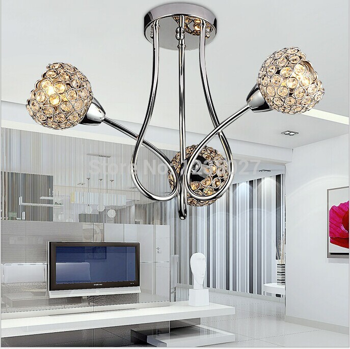 morden crystal ceiling lamp luxury crystal lamps polished chrome finishing lighting d470mm h340mm