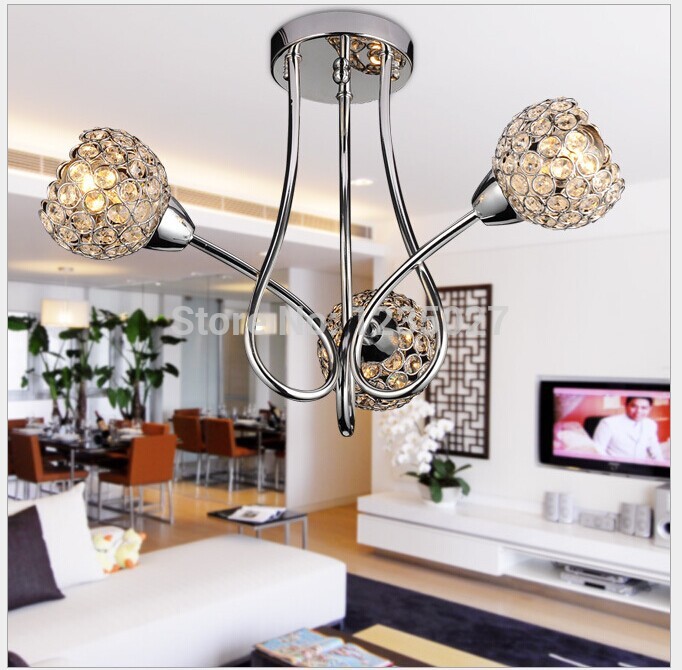 morden crystal ceiling lamp luxury crystal lamps polished chrome finishing lighting d470mm h340mm