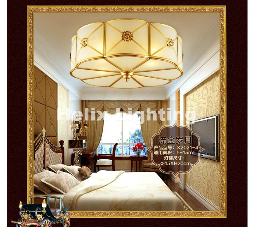 new arrival bronze american countryside style wrought iron led ac ceiling light cloth art asile lamp bedroom decoration lamp