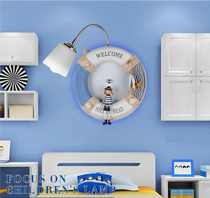 new arrival creative blue rubber children room lighting wall lamp bedroom wall lamp cartoon children's wall lamp lighting