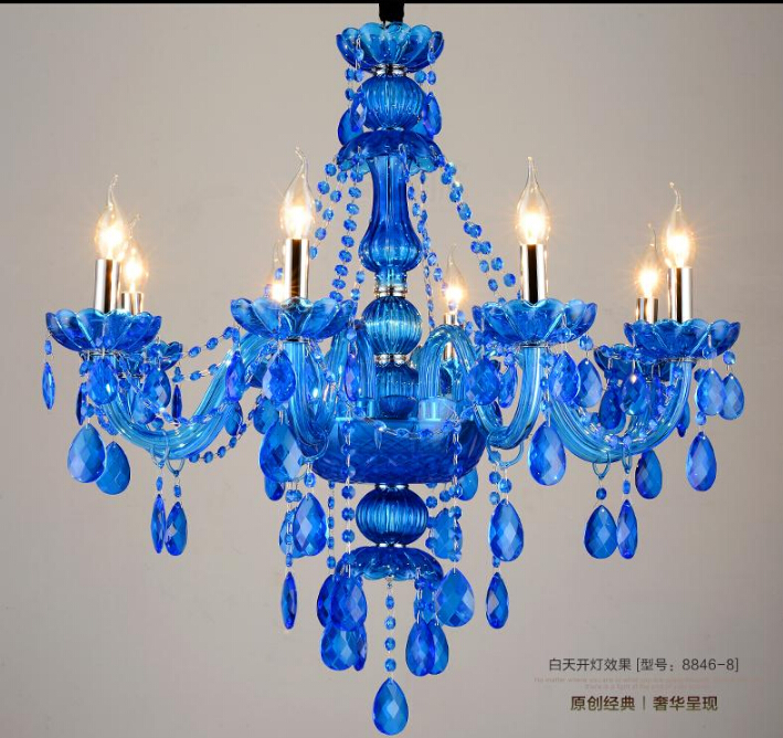 new arrival factory direct selling blue crystal chandelier traditional glass arm 8l/8+4l/12+6l crystal chandelier